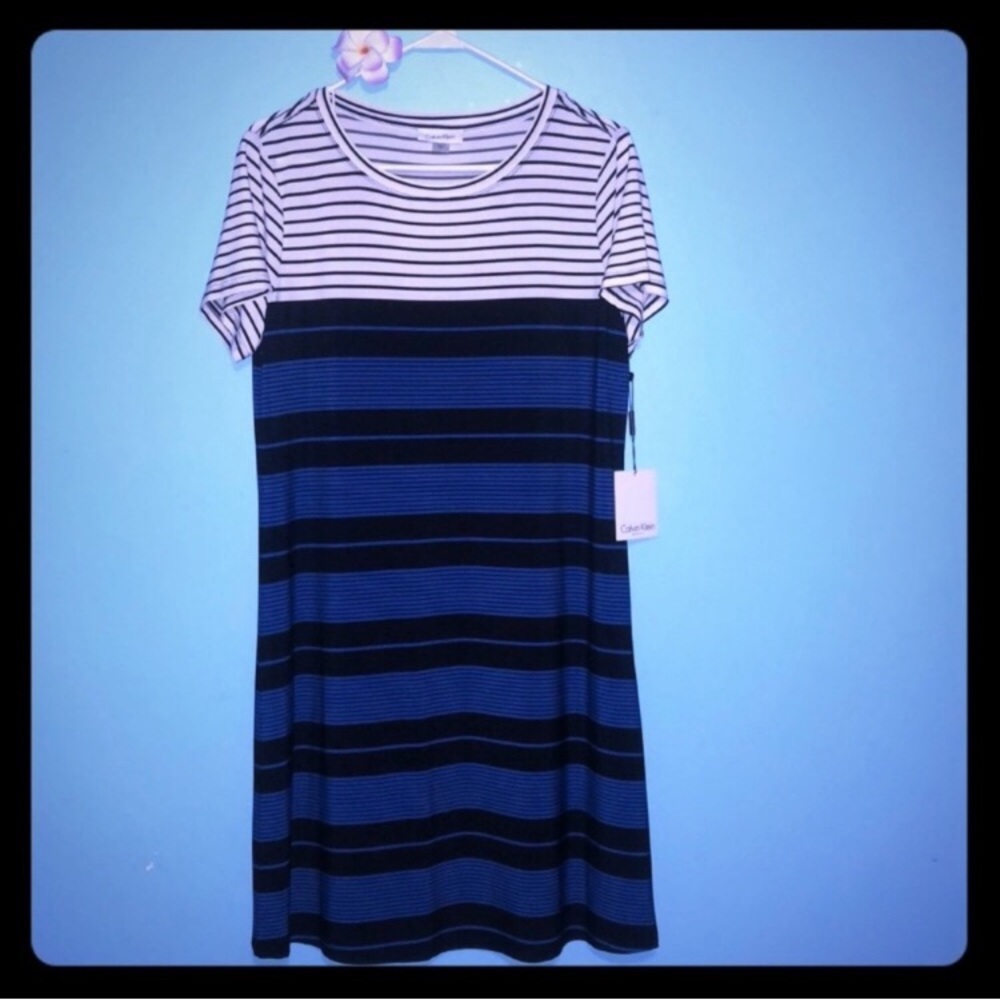Calvin Klein Striped Dress 💙🤍🖤